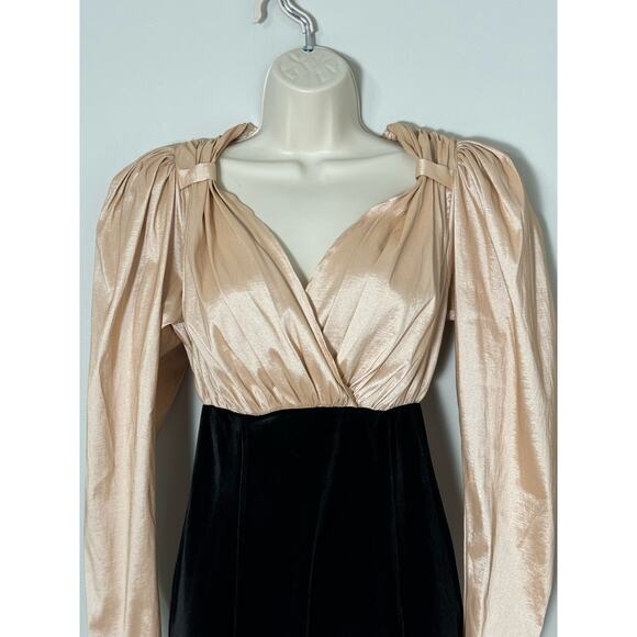 NWT LPA Kaia Black and Nude Mini Velvet and Taffeta Cocktail Dress Size S - Picture 10 of 13